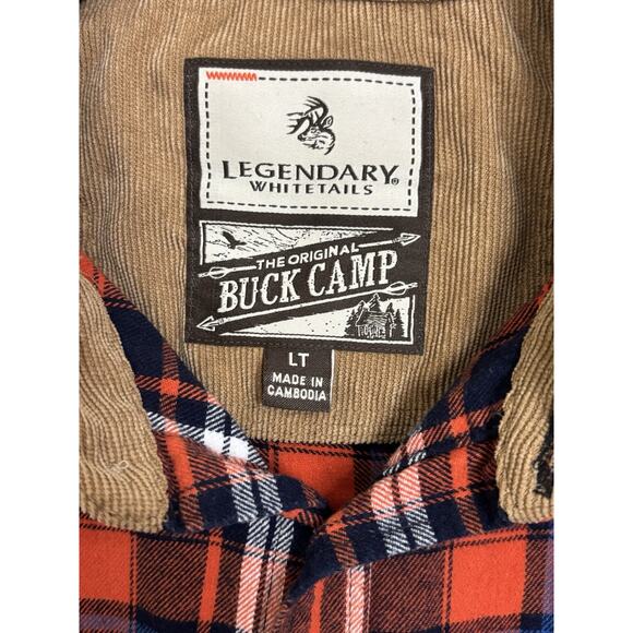 Legendary Whitetails Orange Blue Plaid Flannel Work Wear Size Large Tall - Picture 4 of 7